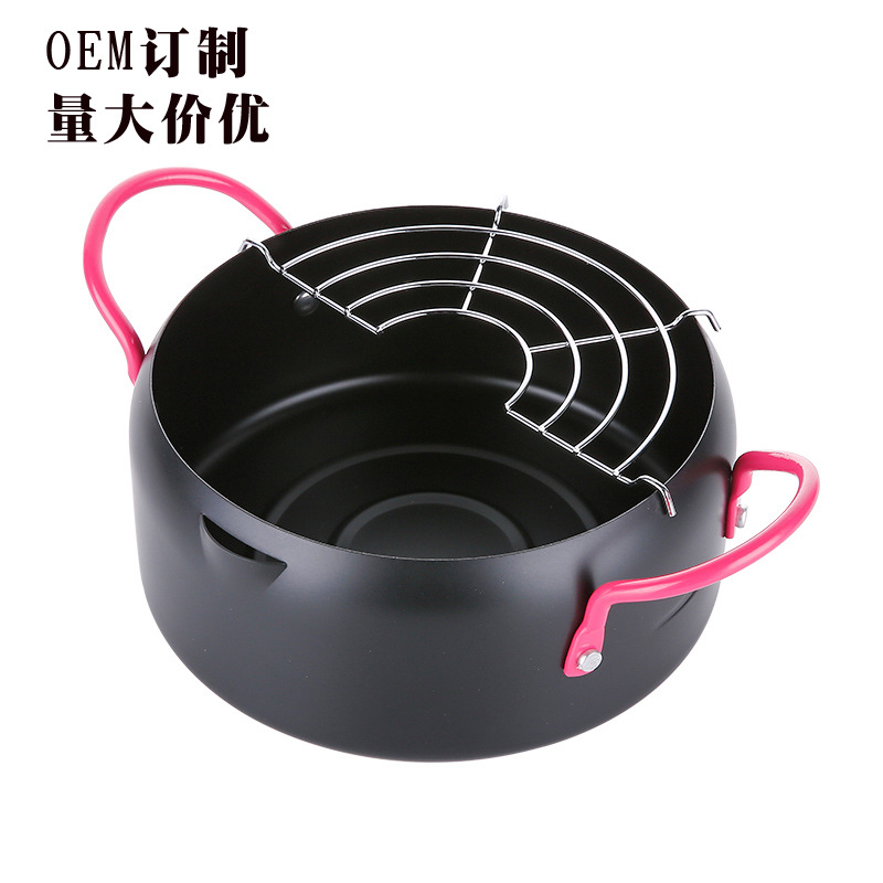 OEM Customized Japanese Tempura Deep Frying Pan Dedicated Pot Household Small Frying Pot with Oil Filter Rack Induction Cooker Universal