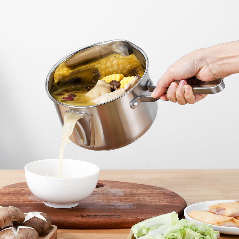 Soup Oil Separation Pot Thickened Oil Filter Soup Pot Confinement Oil Removing Milk Pot Stove Universal 304 Stainless Steel Milk Pot