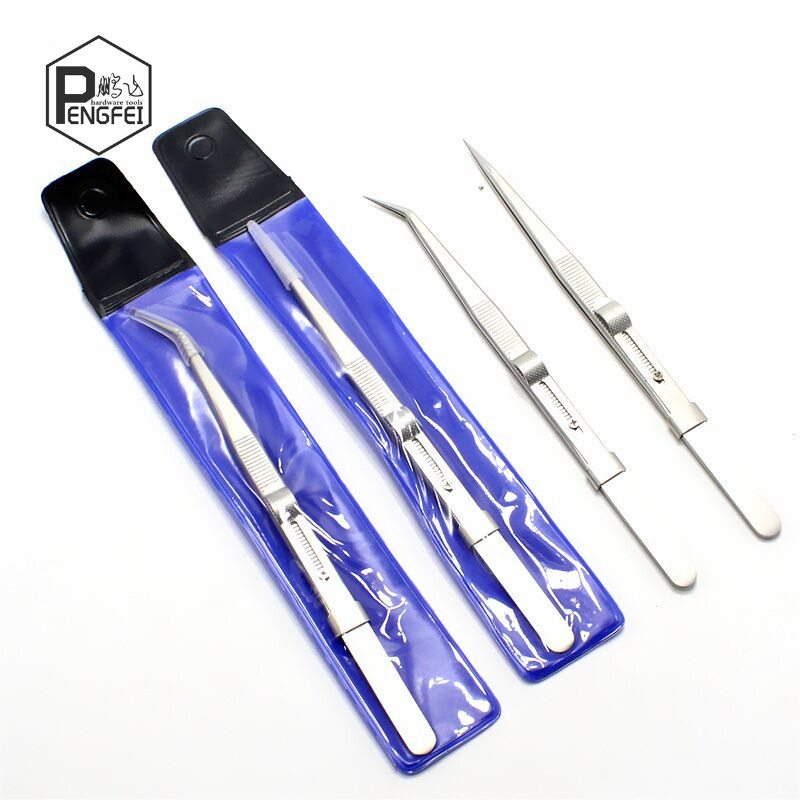 Locking Tweezers 1.5mm Edging Jewelry Series ESD Adjustable Lock Position Slender Pointed Elbow Hardened Stainless Steel
