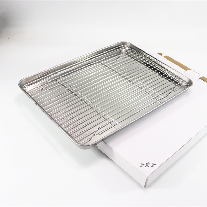 Barbecue Wire Mesh Supporting Square Plate Oil Filter Mesh Baking Dish Meal Plate Flat Bottom Plate Oil Draining Rack