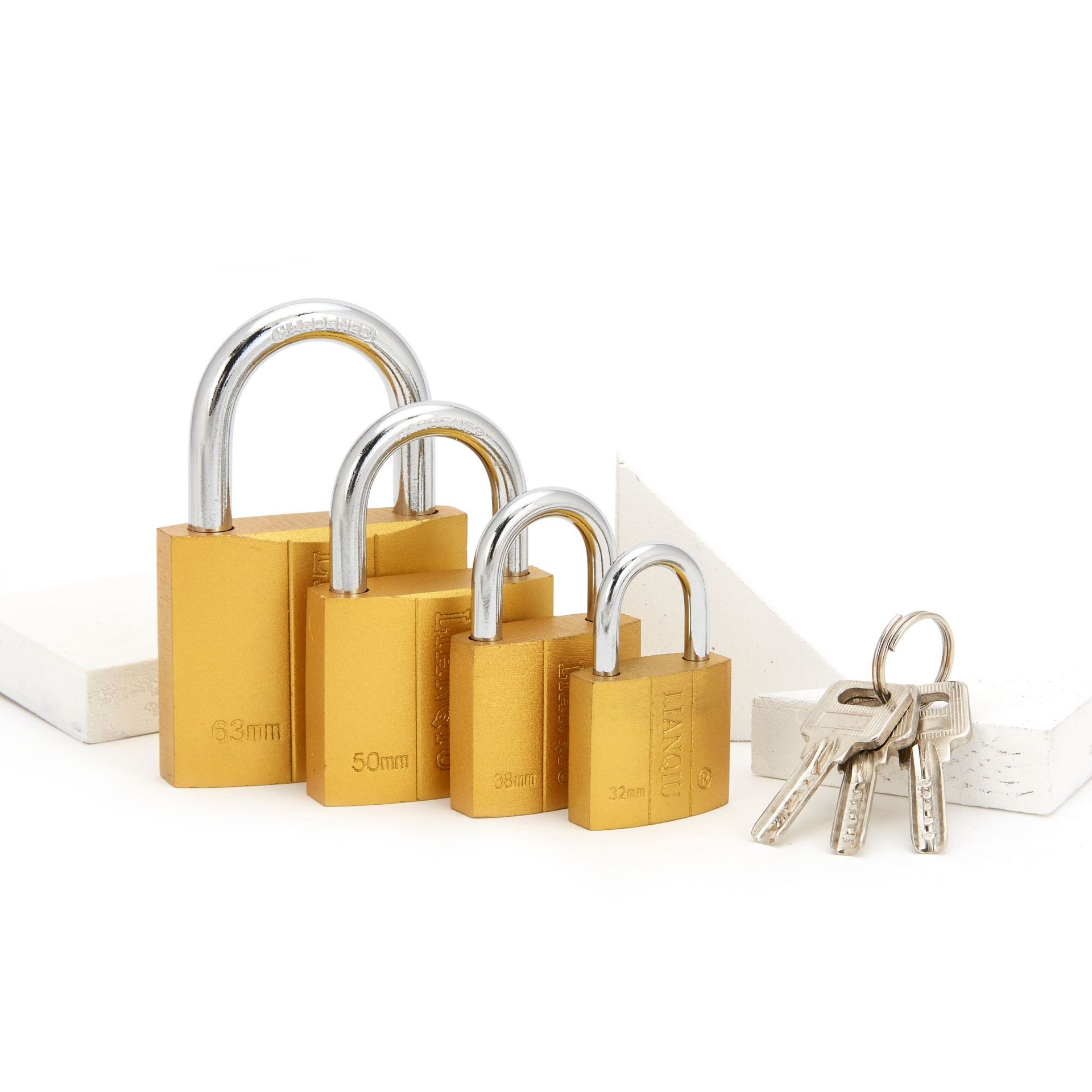 Anti-Theft Crescent Lock Atomic Sand Golden Lock Old-Fashioned Door Lock Security Lock Imitation Copper Antique Lock Household Iron Padlock