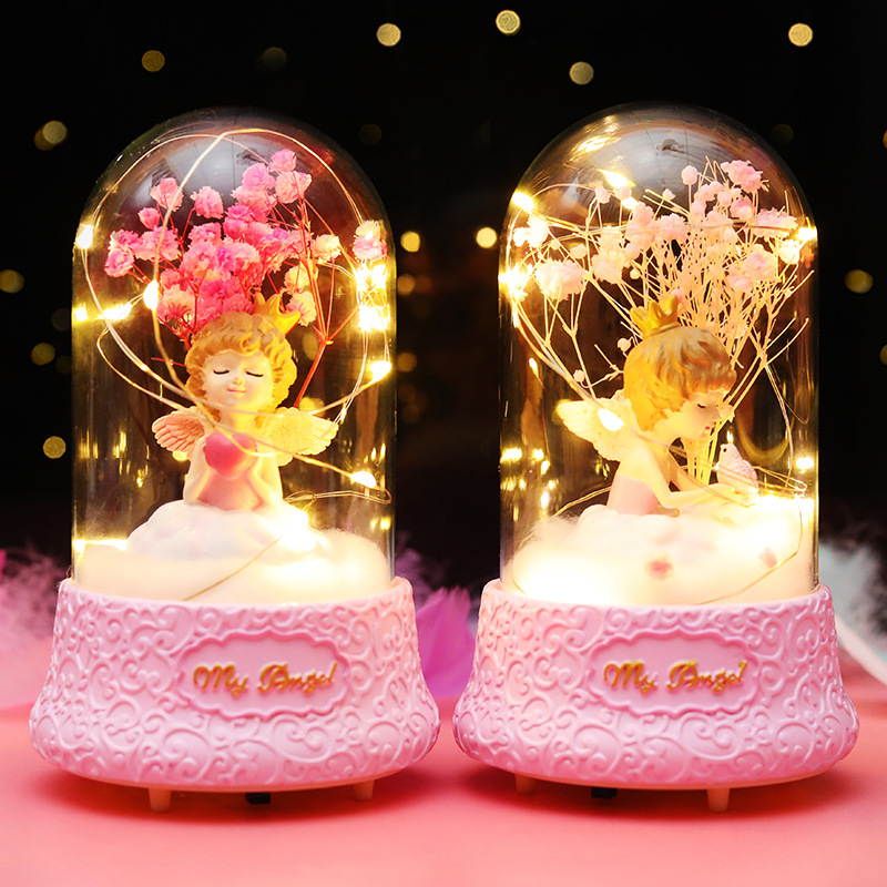 Baishun Creative Love Angel Girl Star Light Ambience Light Music Bell Light Two Gear Switch Children&#039;s Day Gift