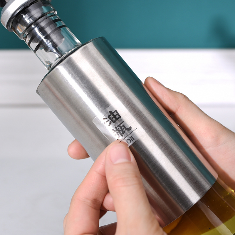 J Stainless Steel Oil Bottle Color Seasoning Bottle Oiler Soy Sauce Bottle Vinegar Bottle Cooking Wine Bottle Press Switch Cooking Wine Bottle