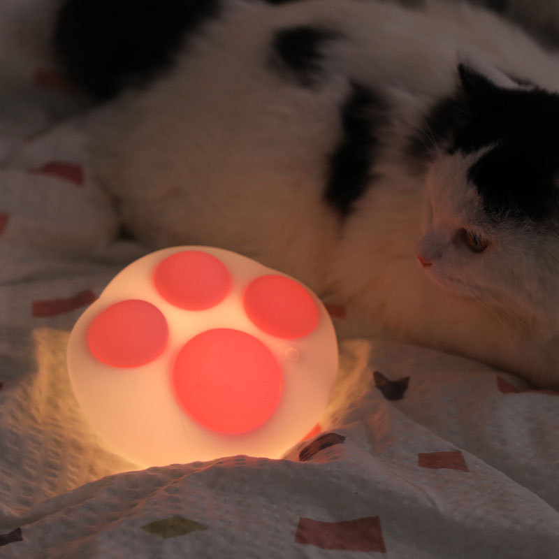 Cat&#039;s Paw Silicone Light Cartoon Charging Air Pressure Switch Cat&#039;s Paw Pinch Small Night Lamp Bedroom Atmosphere Sleeping Light