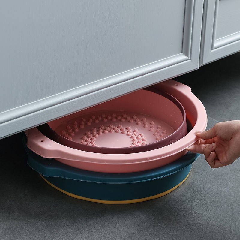 Manufacturer Dot Finger Pressure Portable Simple Shrink Feet Bathing Tub Home Dormitory Feet-Washing Basin Foldable Foot Bath Barrel