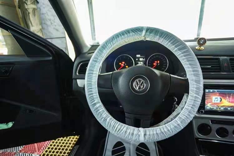 High Pressure Milky White Car Five-Piece Car Seat Cover Steering Wheel Cover Disposable Seat Cover Steering Wheel Cover