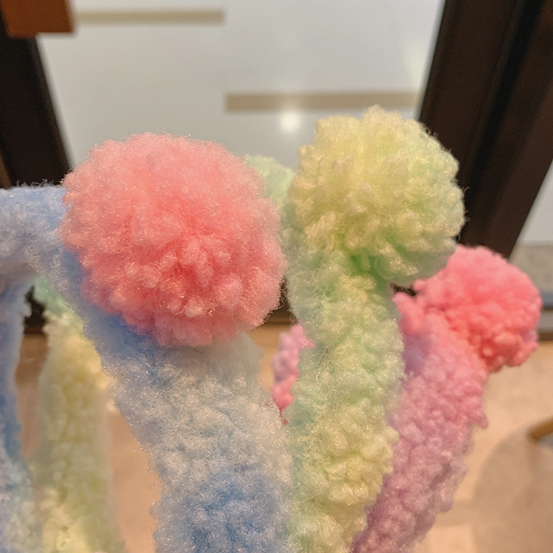 Lambswool Tie-Dyed Bear Ears Headband Women&#039;s Korean-Style Fashionable All-Match out Headband Face Wash Pressure Hair Band Korean Hair Accessories