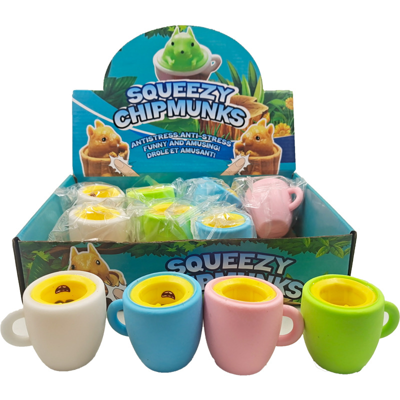 Creative Decompression Cute Cheese Mouse Cup Squeezing Toy Squeeze Vent Squirrel Cup Pressure Reduction Toy Factory Wholesale
