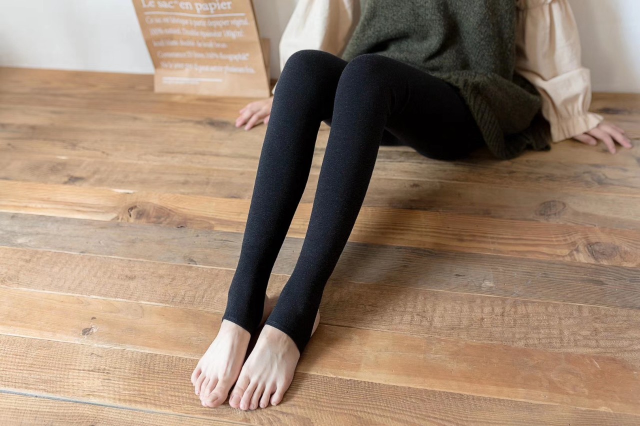 Leggings female winter plus velvet wear one dyed cotton pressure elasticity good thickening thermal jumpsuit foot nine minutes trousers