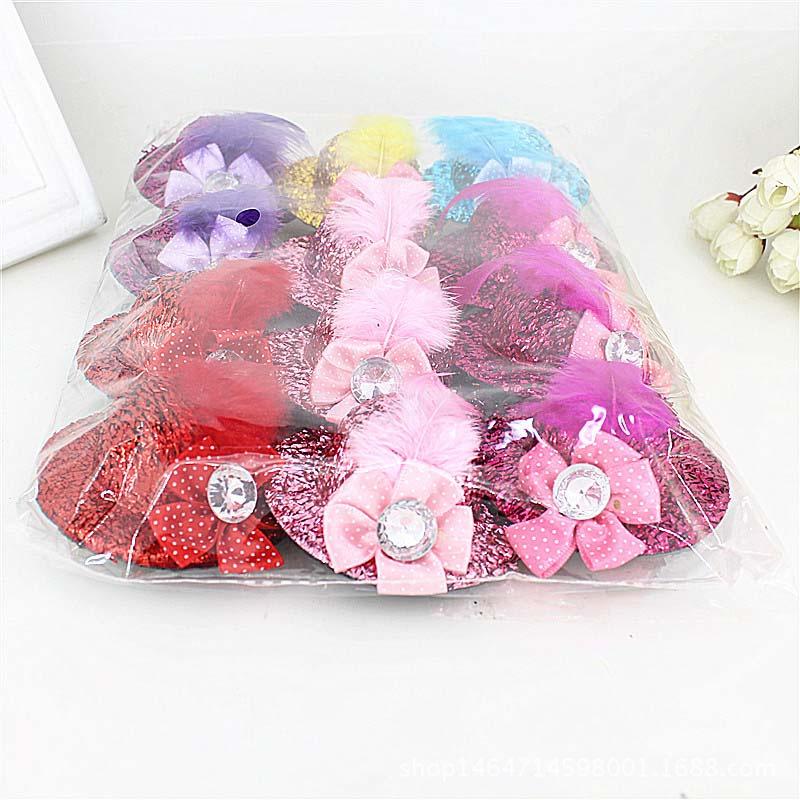 Headpiece 7cm feather candy color in the cap pressure clip children&#039;s small hair clip 2 yuan jewelry wholesale