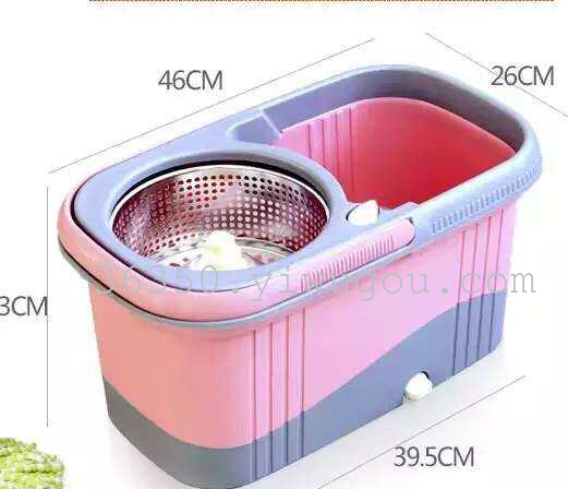 The new steel basket cap color bucket rotary mop double drive god hand pressure bulk mop bucket