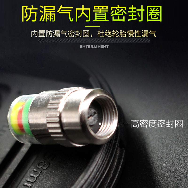 Tire Pressure Cover Tire Pressure Detection Warning Valve Cap Metal Valve Nozzle Stainless Steel Tire Pressure Monitor