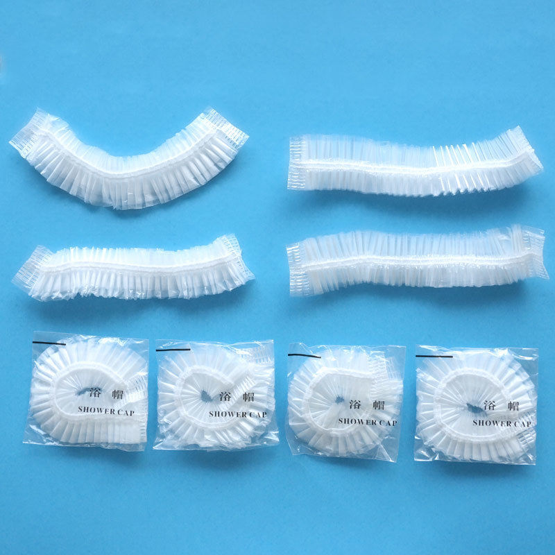 Disposable Shower Cap Strip Plastic Waterproof plus Size Thickened Hairdressing Hotel Hotel PE Independent Packaging Shower Cap High Pressure