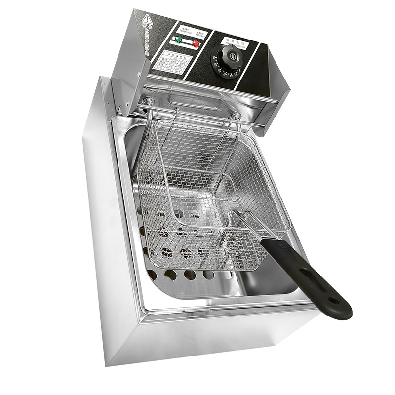 Factory Direct Sales Desktop Electrical Twin-Tank Frying Oven Deep Frying Pan Commercial French Fries Frying Machine Thickened Single Cylinder Fried Machine