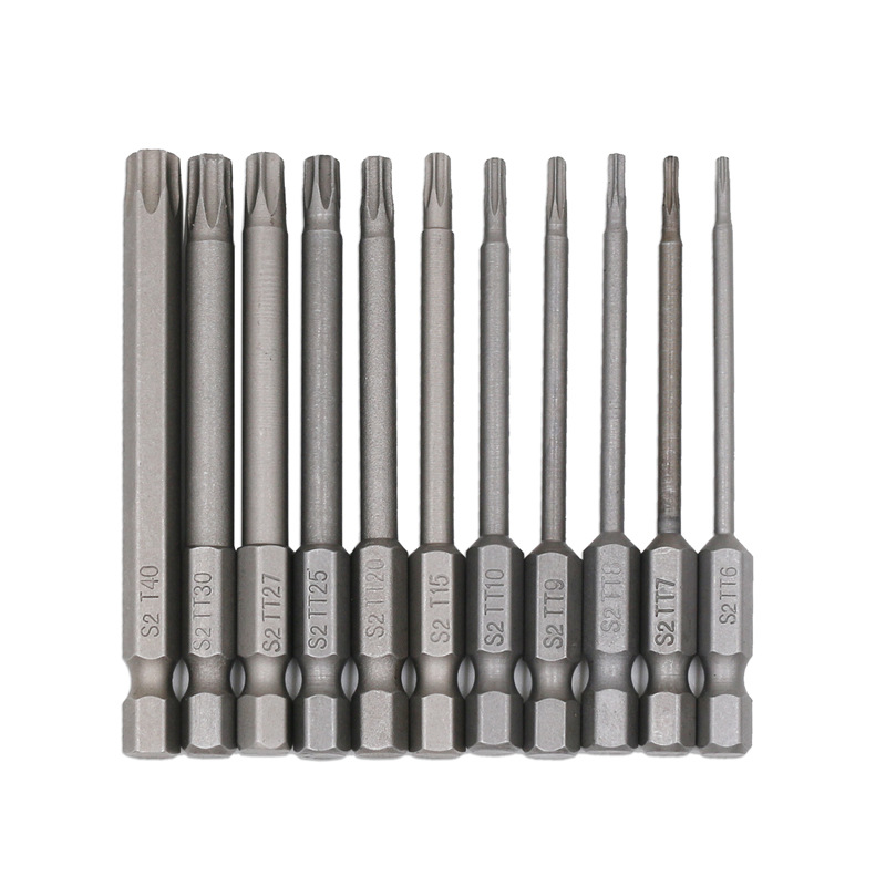 S2 Steel 14 Pneumatic Desan Plum Blossom Hexagon Socket TType SIX STAR Bit Screwdriver with Hole
