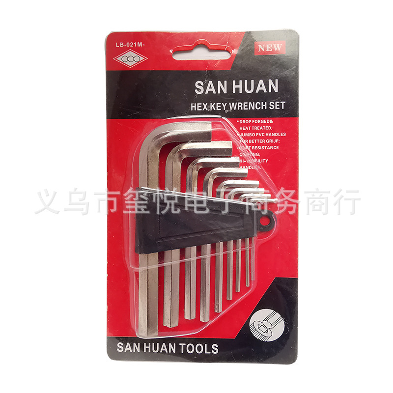 Quantity Discount Wholesale Card 9Pc Hexagon Socket Flat Head Combination Set Hardware Repair Tools Allen Wrench