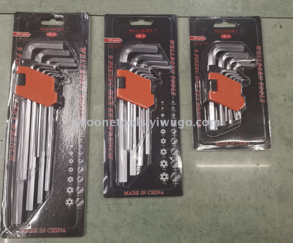 Hexagon socket wrench, flat head hexagon socket wrench. Matte surface card packaging