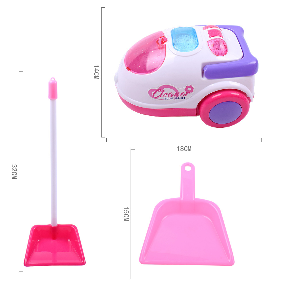 A new hot seller Children play house toy girls clean A simulated cleaning cart with A vacuum cleaner set