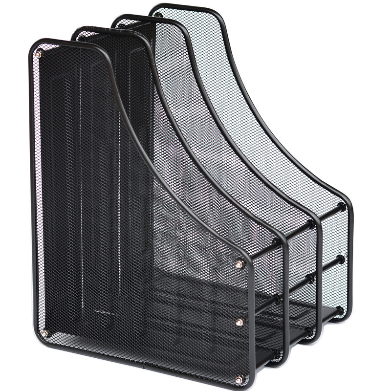 Office desktop storage supplies metal wire three sets of file rack information rack file bar information box
