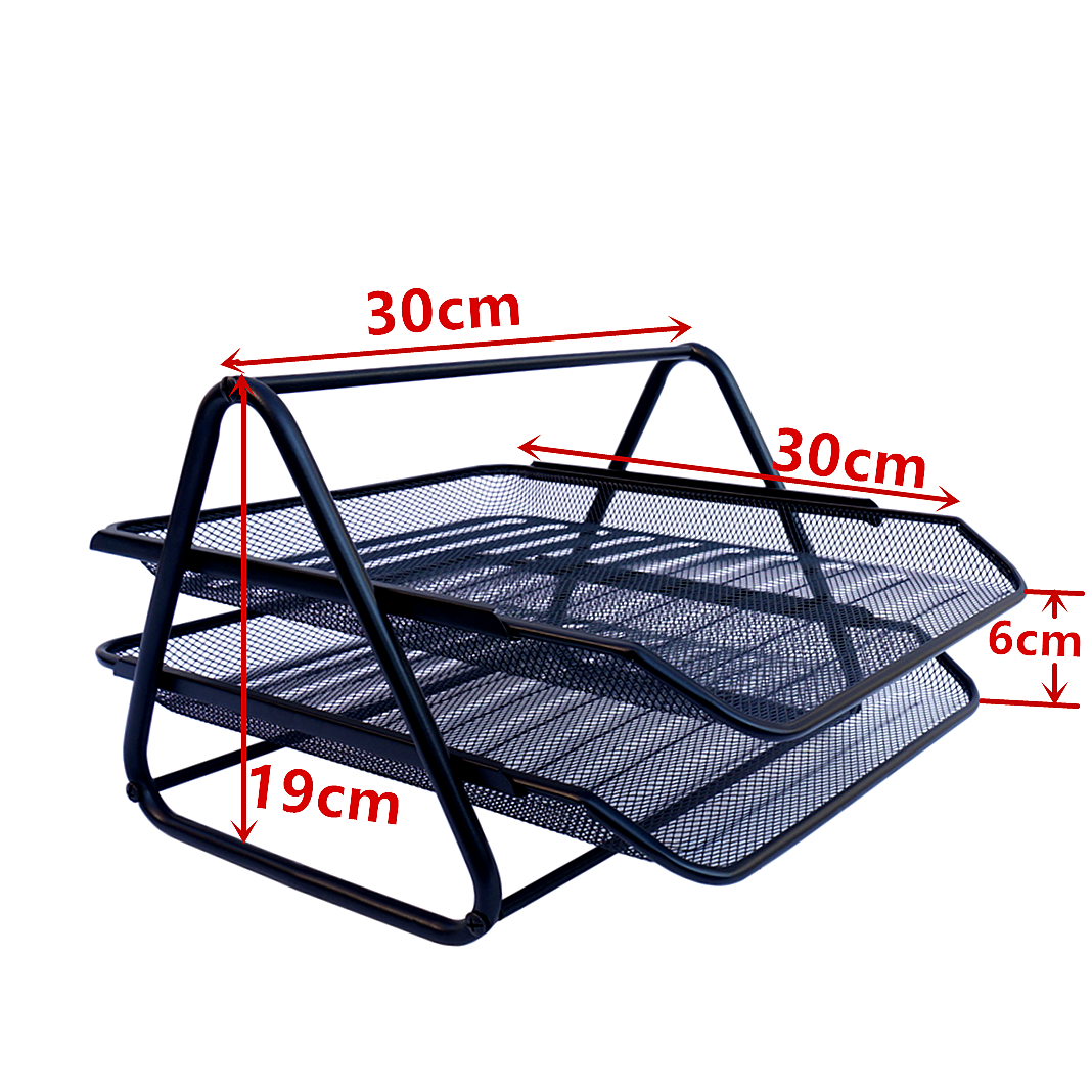 Iron mesh two-layer paper basket A4 data rack file tray storage rack metal desktop file rack storage supplies