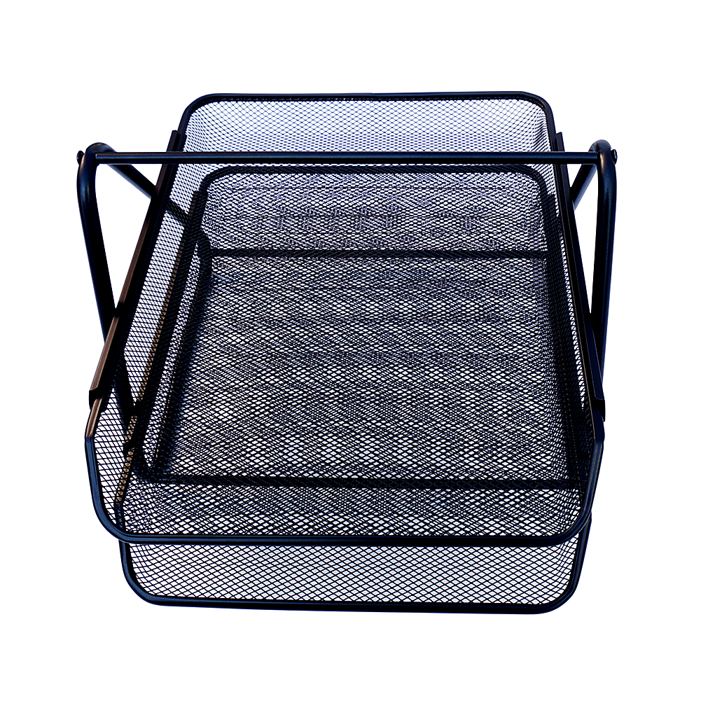 Iron mesh two-layer paper basket A4 data rack file tray storage rack metal desktop file rack storage supplies