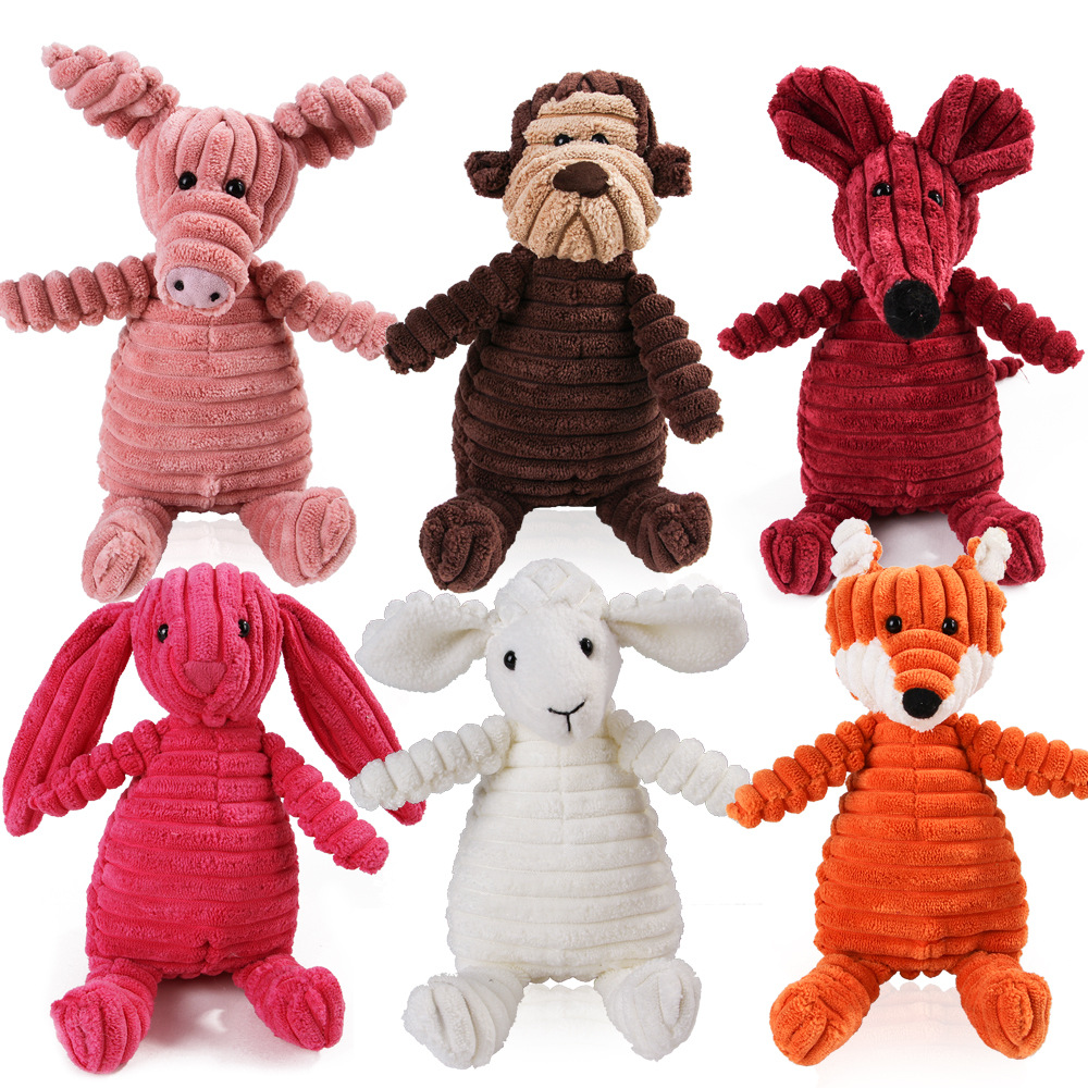 A Variety of Pet Dog Toy Fighting Molars Vent Training Corduroy Monkey Pig Sounding Plush Toys