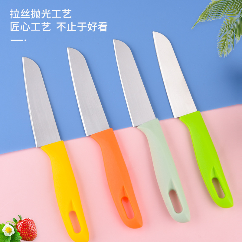 Stainless Steel Fruit Knife Plastic Kitchen Worker Lightweight Candy Colored Tape Suit Whole Vegetable Slice Peeling