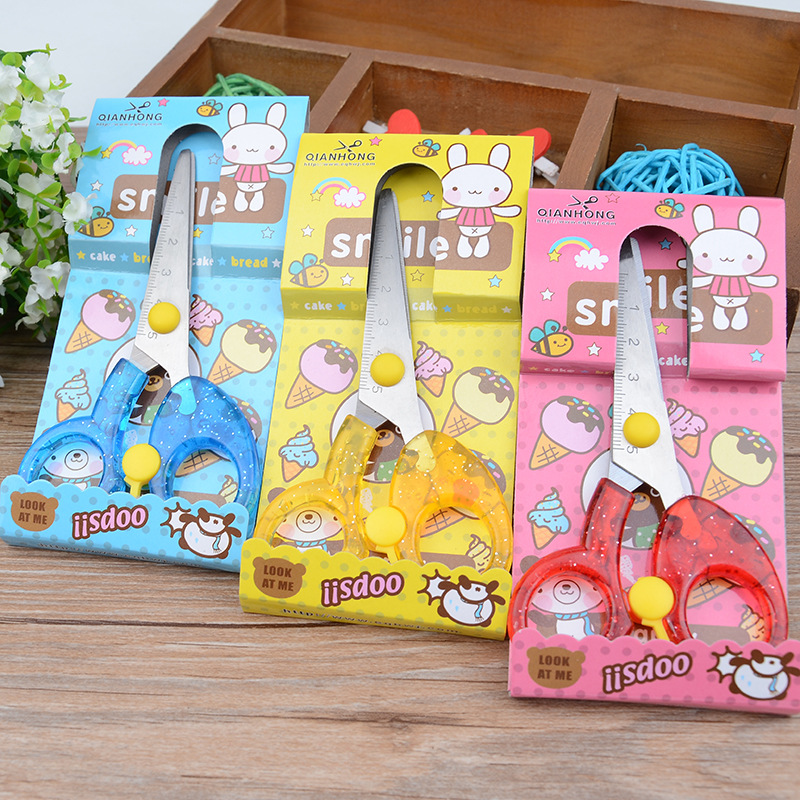Children&#039;s Student Baby Safety Scissors Kindergarten Elastic Scissors round Head Labor-Saving Handwork Scissors Cardboard Does Not Hurt Hands Wholesale