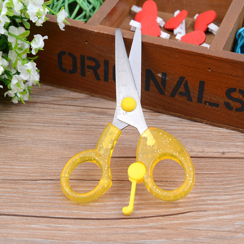 Children&#039;s Student Baby Safety Scissors Kindergarten Elastic Scissors round Head Labor-Saving Handwork Scissors Cardboard Does Not Hurt Hands Wholesale