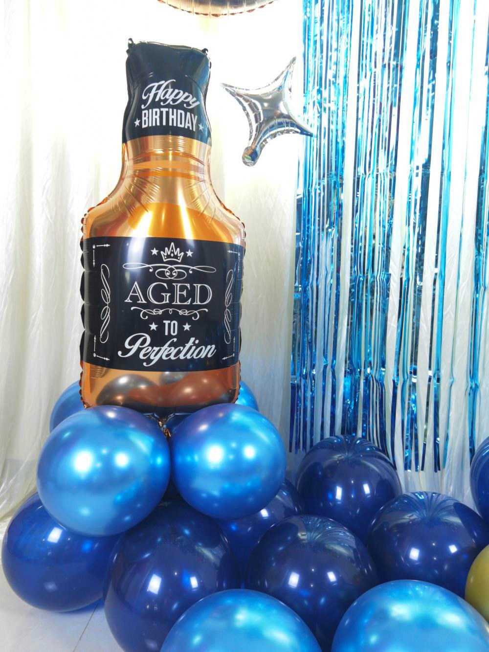 Aluminum Film Blue Balloon Chain Set Flag Whiskey Kit Party Decoration Venue Layout Props