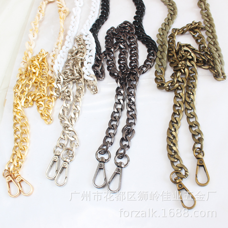 Chain Box and Bag Hardware Accessories Portable Crossbody AcrylicBased Resin Bag Chain with Aluminum Zipper Buckle