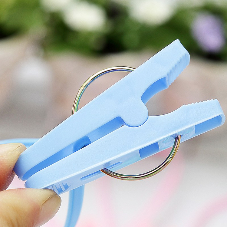 Household 12-Piece Cable Clothespin Cloth Clip Plastic Underwear Clip Windproof Tie Clip