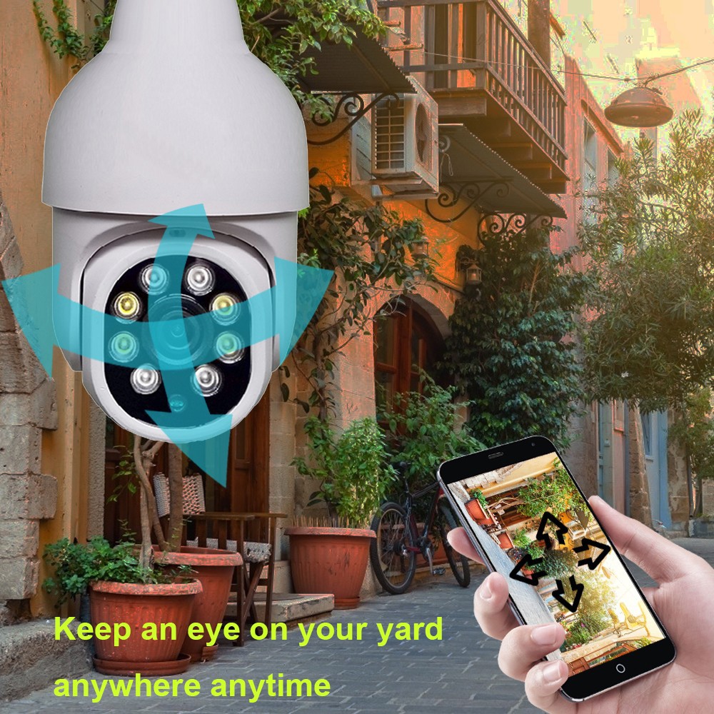 Exclusive for Cross-Border Bulb Camera WiFi HD Night Vision E27 Lamp Holder Outdoor Yard Lamp Waterproof Outdoor Lighting