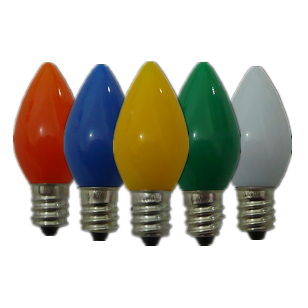 LED Bulb 110vul Certified C7 Glossy Ceramic LED Bulb E12 Lamp Holder Christmas Lights Holiday Light