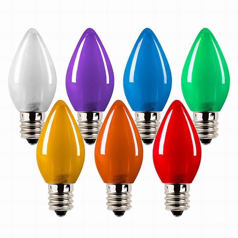 LED Bulb 110vul Certified C7 Glossy Ceramic LED Bulb E12 Lamp Holder Christmas Lights Holiday Light