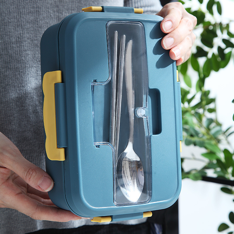 Wheat Straw can be Microwavable bento box sealed Student Large capacity can take soup with Lid Compartment crisper box