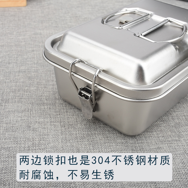 304 Stainless Steel Lunch Box Large Capacity with Lid Employee Student Lunch Box Bento Box Double Deck Compartment 18L