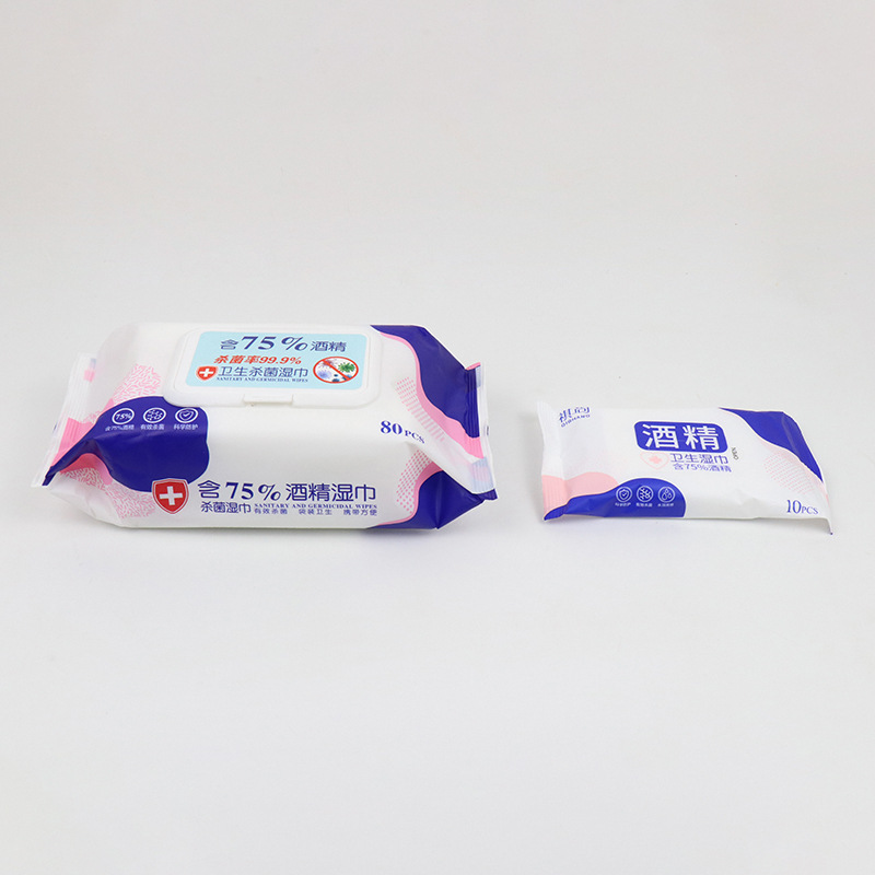 Wet Wipe  Containing 75% Alcohol Disinfection Wipes 80 Pumping 10 Pumping Disposable Wipe Household Portable