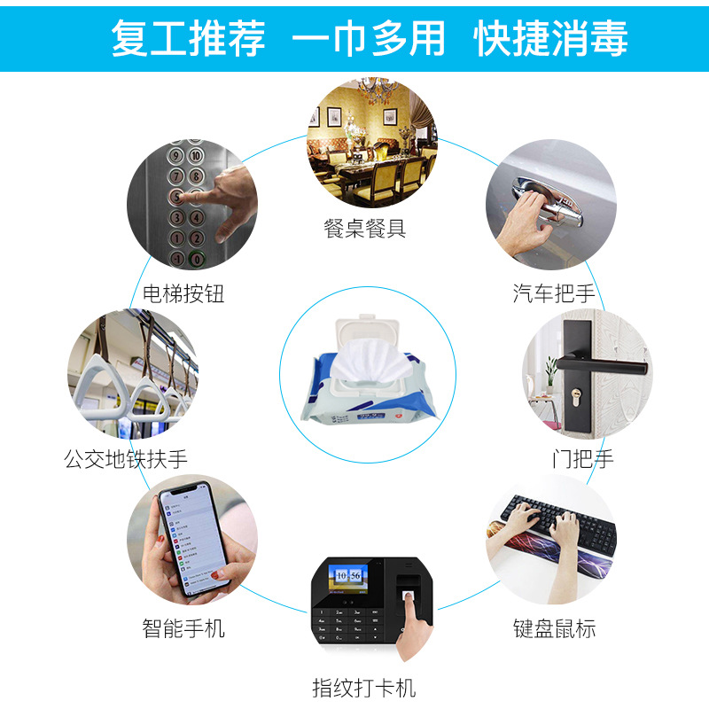 Factory in Stock Alcohol Disinfection Wipes 60 Pumping Portable Wet Wipe