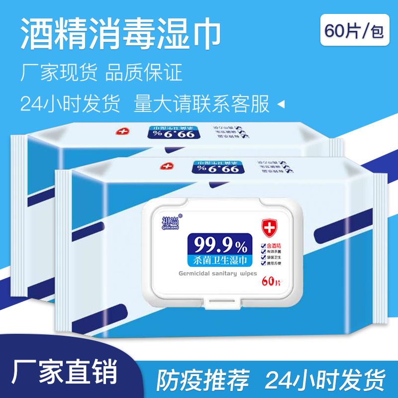 Factory in Stock Alcohol Disinfection Wipes 60 Pumping Portable Wet Wipe