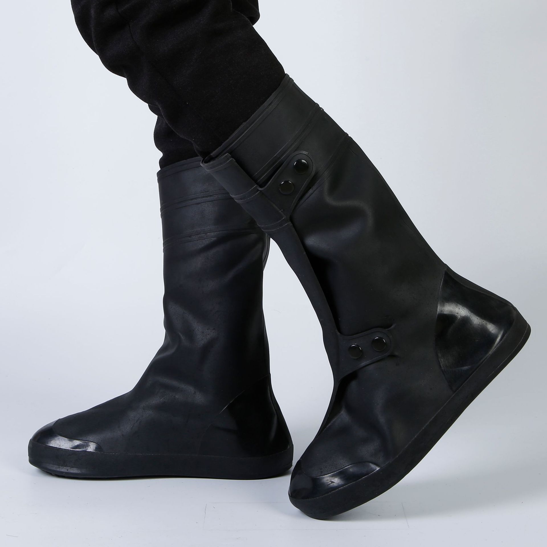 Men&#039;s and Women&#039;s Anti-Shoe Cover Waterproof Thickening Wear-Resistant Sole Adult Shoe Cover Black Thigh Highs Snow-Proof Non-Slip Cross-Border