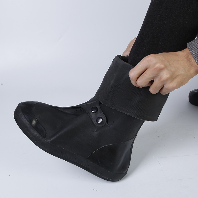 Men&#039;s and Women&#039;s Anti-Shoe Cover Waterproof Thickening Wear-Resistant Sole Adult Shoe Cover Black Thigh Highs Snow-Proof Non-Slip Cross-Border