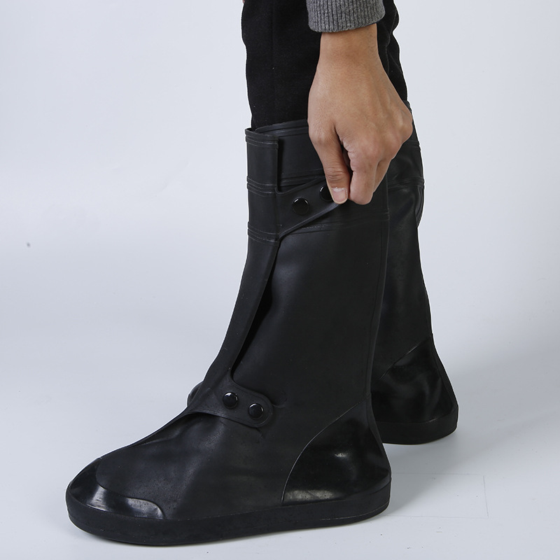 Men&#039;s and Women&#039;s Anti-Shoe Cover Waterproof Thickening Wear-Resistant Sole Adult Shoe Cover Black Thigh Highs Snow-Proof Non-Slip Cross-Border