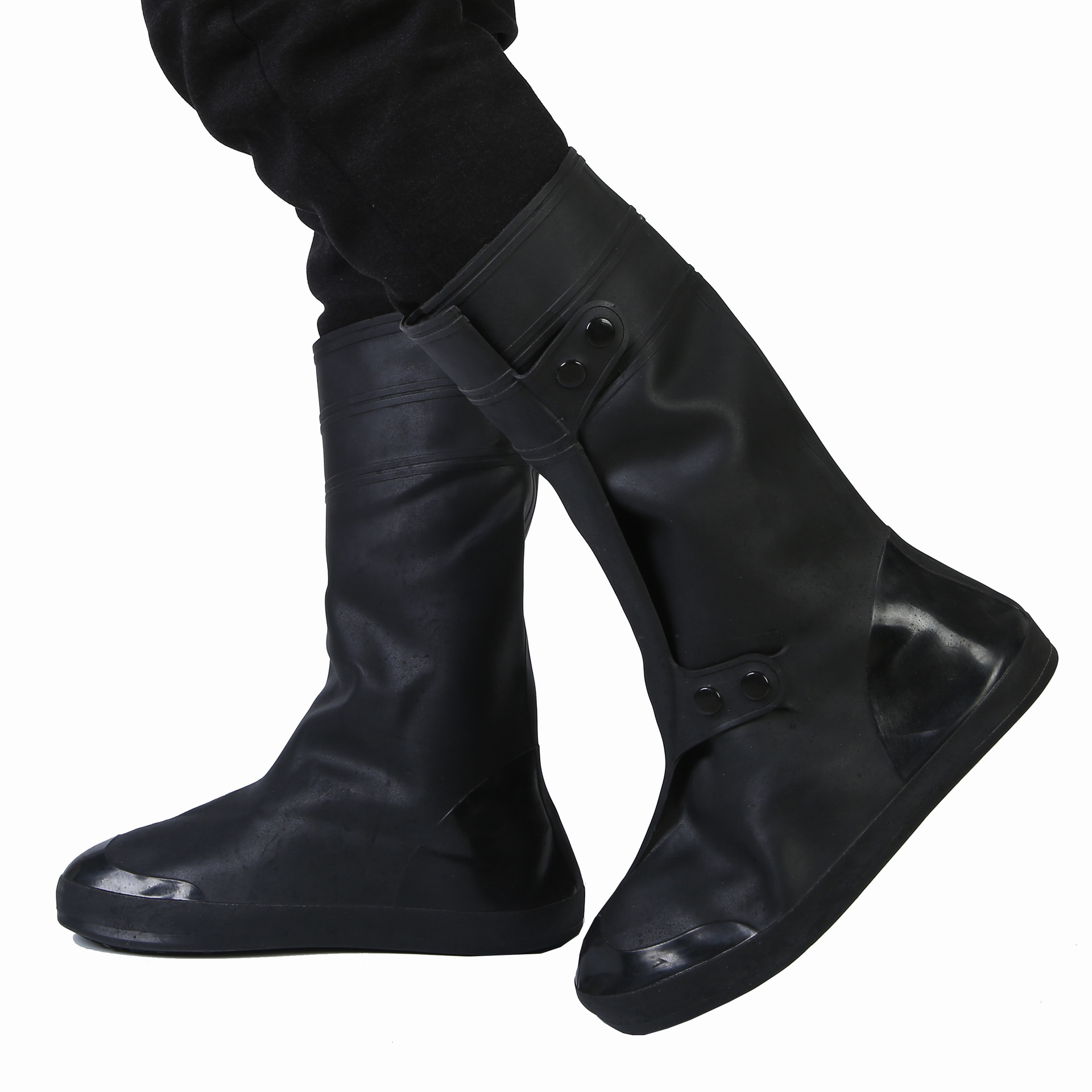 Men&#039;s and Women&#039;s Anti-Shoe Cover Waterproof Thickening Wear-Resistant Sole Adult Shoe Cover Black Thigh Highs Snow-Proof Non-Slip Cross-Border