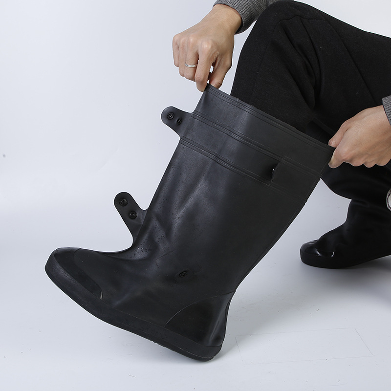 Men&#039;s and Women&#039;s Anti-Shoe Cover Waterproof Thickening Wear-Resistant Sole Adult Shoe Cover Black Thigh Highs Snow-Proof Non-Slip Cross-Border