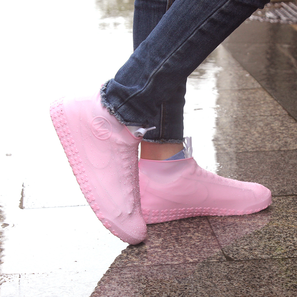 Silicone Waterproof Rain Rain Shoe Cover Non-Slip Thickening and Wear-Resistant Adult Men and Women Rain Portable Rainwater Proof Shoe Cover Children