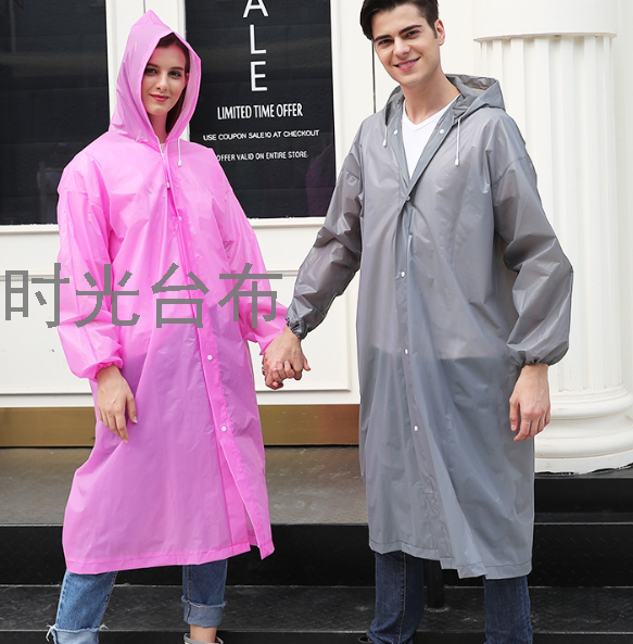 Non-Disposable Eva Raincoat Poncho Adult Thickened Tourist Hiking Riding Fashion One-Piece Frosted Drawstring