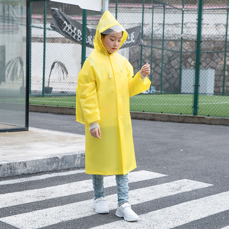 Children&#039;s Thickened Eva Raincoat One-Piece Poncho Boys and Girls Kindergarten Hiking Primary School Students with Schoolbag Seat 15S Customization