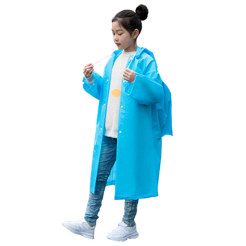Children&#039;s Thickened Eva Raincoat One-Piece Poncho Boys and Girls Kindergarten Hiking Primary School Students with Schoolbag Seat 15S Customization