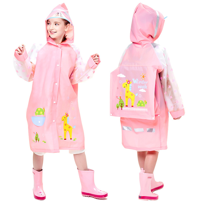 Smally Children&#039;s Eva Raincoat with Schoolbag Seat Baby Student Body Poncho Cartoon Dinosaur Waterproof Rain Gear